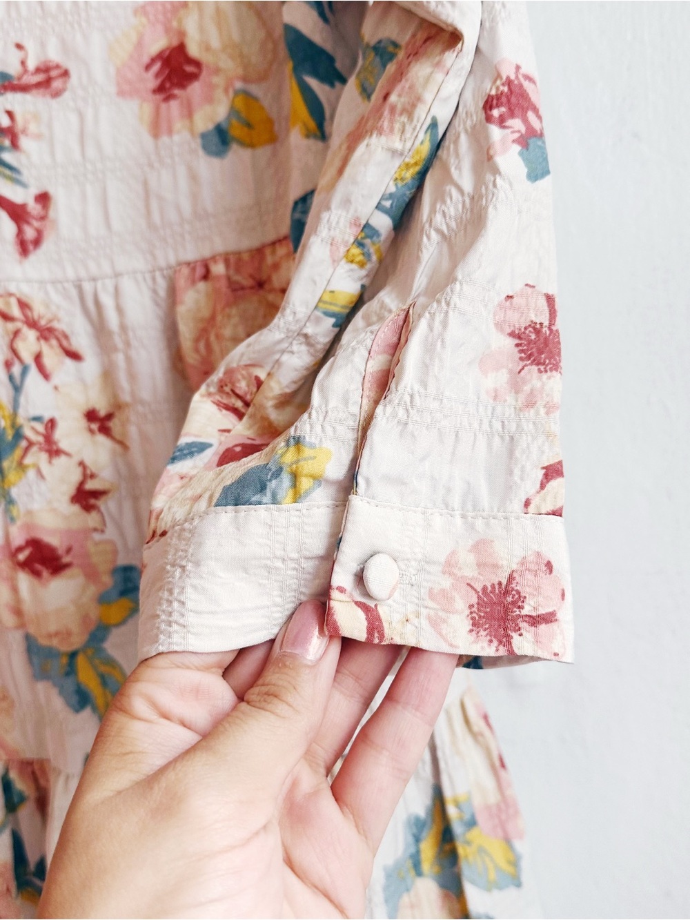 Zara The Sharon Floral Ruffle Tiered Mini Dress White Pink Small Flowy Swing - Picture 6 of 7